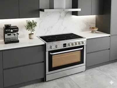 Hoover latest model VCG9060 full electric ceramic 5 hobs stove oven fan cooking range 90x60 by hvcx