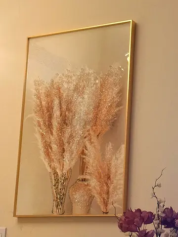 Framed pampas grass wall art (gold frame)