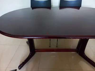 Oval dark wood dining table - sturdy, used and 4 Chairs Best quality
