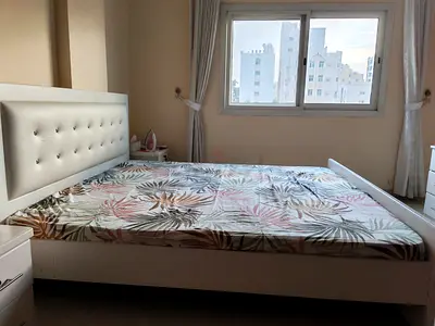 Modern White Bed Frame with Mattress