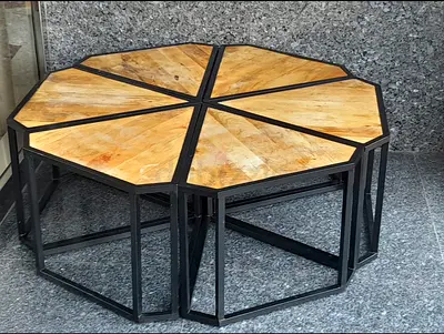 Hexagonal center table- coffee tables-solid wood