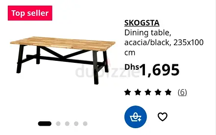 IKEA SKOGSTA Dining Table - Acacia/Black 235x100 cm