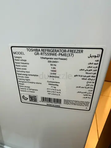 Used Toshiba refrigerator-freezer — good condition