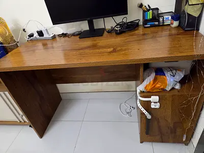 Wooden study/computer desk with storage - used