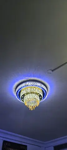 Crystal ceiling chandelier with LED halo (working)