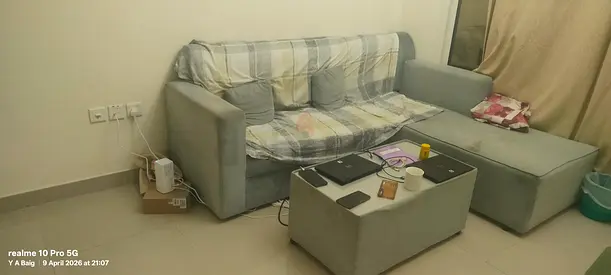 Comfortable L-shaped Sofa with Coffee Table