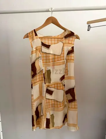 Vintage Patchwork-Print Sleeveless Top S/XS