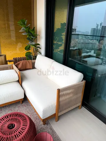 My two-seat outdoor wooden lounge sofa