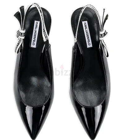 Karl Lagerfeld Black Patent Slingback Heels – Brand New