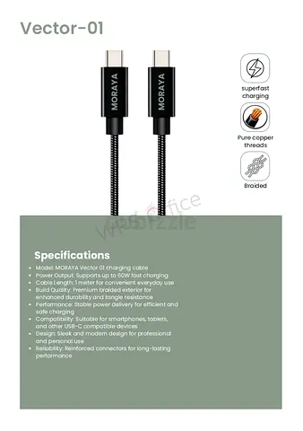 Selling my MORAYA Vector USB-C to USB-C braided fast charging cable (1m)