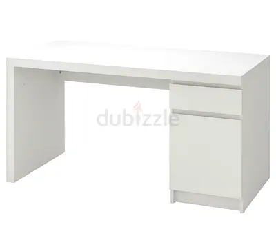 White Home Office Desk with Drawer and Cabinet (Used)