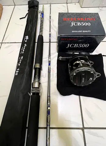 Fishing Jigging Sets6 Trolling 1.95m Ocean King 50 lb Rod JCB500 Reelsking Drum Reel