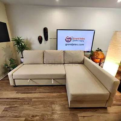 Beige L-shaped Sectional Sofa bed with storage Good condition