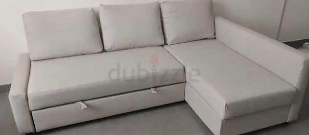 Ikea L Shape Sofa cum bed with big storage in L , and You can fix the L left and right any side