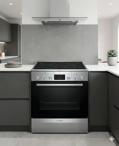 Bosch 60cm Freestanding Electric ceramic 4 hobs oven fan cooking range 60x60cm  by hvc