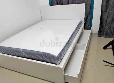 Malam double size bed 140/200cm bed with 2 storage drawers underneath and Ikea mattress