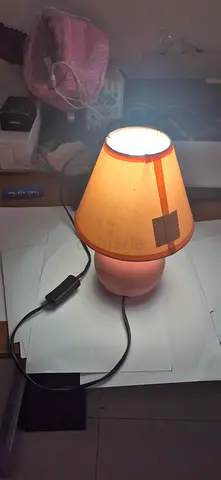Pink bedside/table lamp with fabric shade