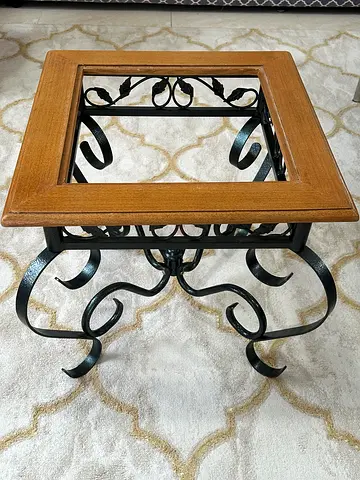 Elegant Wrought Iron  Wood Side Table for 100 urgent sale