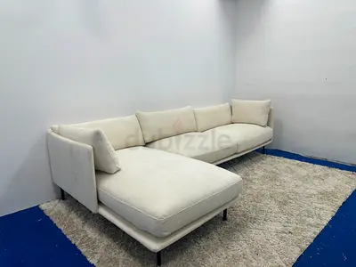 Cratebarrel beige color lshape sofa