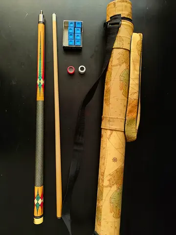 Two-piece Pool Cue Set with Carry Case and Chalk