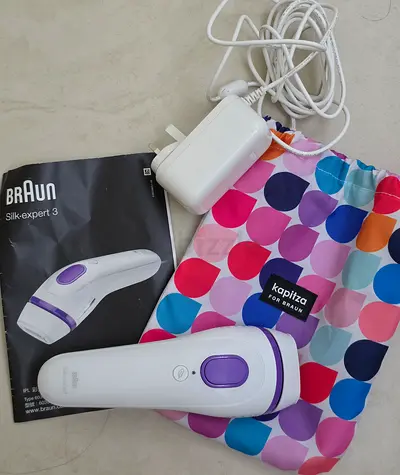 My Braun Silk-expert 3 IPL hair removal device with charger and pouch
