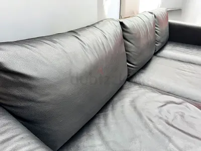 Ikea vimle black leather L Shape sofa bed with mattress
