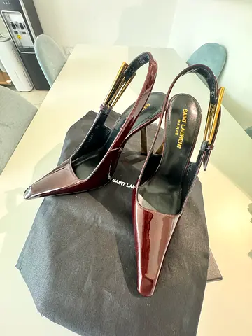 ORIGINAL Saint Laurent Heels 👠 Lee Slingback 110mm Elegant Burgundy Pumps