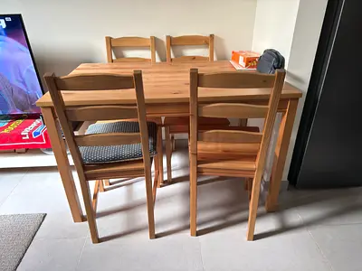 Ikea, Compact solid wood dining table with 4 chairs