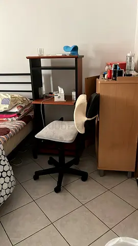 Compact study computer desk with swivel chair