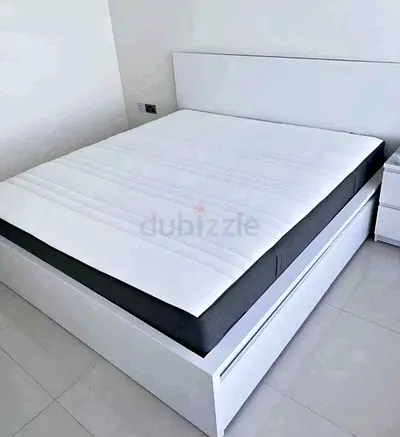 IKEA malam queen‑size bed (160 × 200 cm) with 2 storage drawers underneath and an IKEA mattress ✨
