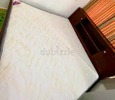 Specious  size ( 4 / 5 person's) 200 x 200 wooden bed frame with mattress and headboard shelves