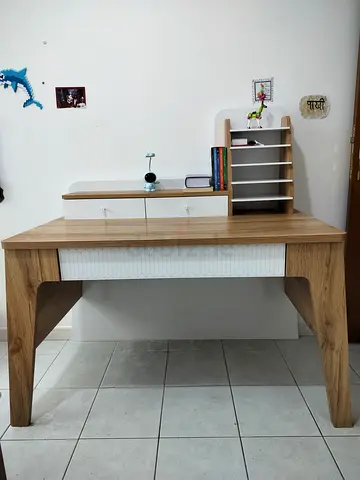 Wood-effect study desk with hutch and drawer - very good condition