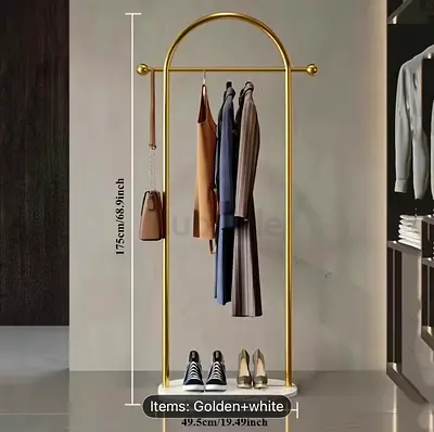 Gold Arch Freestanding Clothes Rack with marble Base
