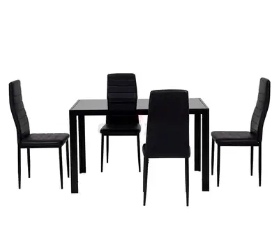 Modern Black Dining Table Set with Chairs