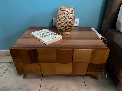 2 Solid Wood Nightstand with Carved Block Front