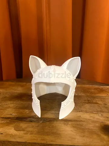 Raw 3d printed cat or dog helmet ready for painting