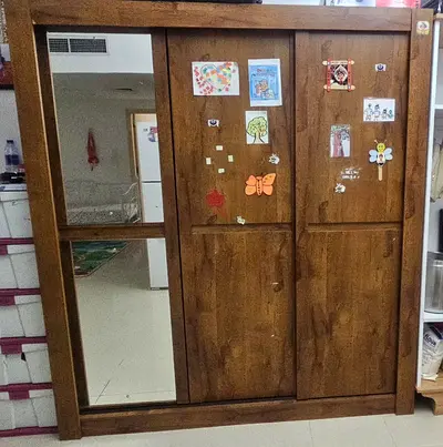 My 3-Door Wooden Wardrobe with Mirror — Good Condition