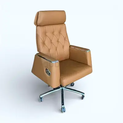 Modern Tan Leather Office Chair-6025