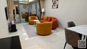 Luxury VIP apartment with one bedroom, living room, and balcony. Ajman, Gulf Tower. Fully furnished