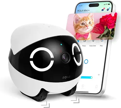 Enabot EBO Rola Mini 2K Robot Camera for Animals Mobile Robot Pet Camera with App, Touch Call, 2-Way
