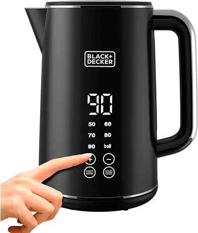 BLACK+DECKER Digital Kettle, 2200W, 1.7L,Touch Screen,Double Wall Design,6 Preset Temps,(Fix Price)