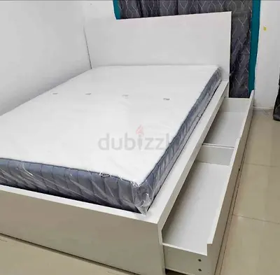 Malam double size bed 140/200cm bed with 2 storage drawers underneath and Ikea mattress is available