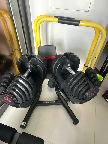 BowFlex dumbells Pair with Bench