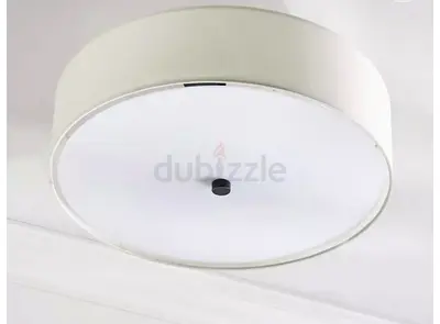 White Flush Mount Drum Ceiling Light - Used, Excellent Condition