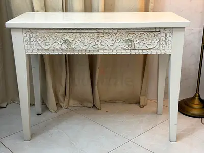 Solid wood vintage design console with 2 Drawers