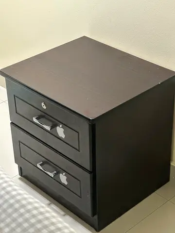 Stylish Black Nightstand with Drawers