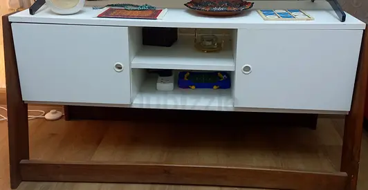 Modern White and Wood TV Cabinet