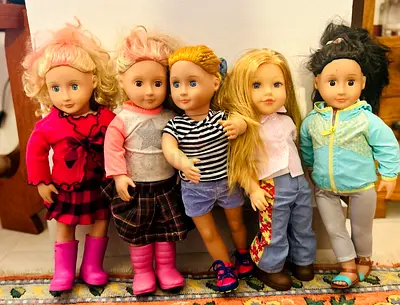 American Dolls set, horses and furniture