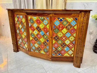 Tile Sheesham Solid Wood Bar counter