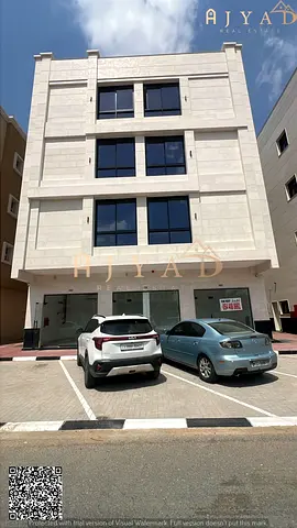 For sale: new building in Al Alia Ajman, residential commercial ground+3, 3 shops, 6 bedrooms hall, 4 studios, includes electricity and AC